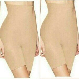 BOGO Spanx Womens Higher Power Shaper Short High Waist Size E Nude Beige Tan Lot